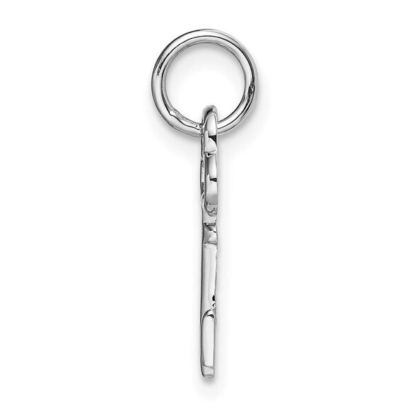 14k White Gold, Hannah Collection, Mini Initial I Shamrock Key Charm - Picture 2 of 6
